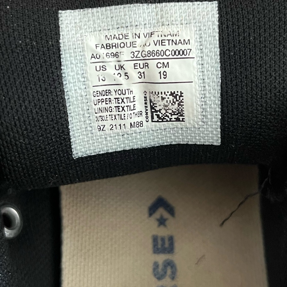 Converse Kids Black and White Sneakers - Picture 9 of 11